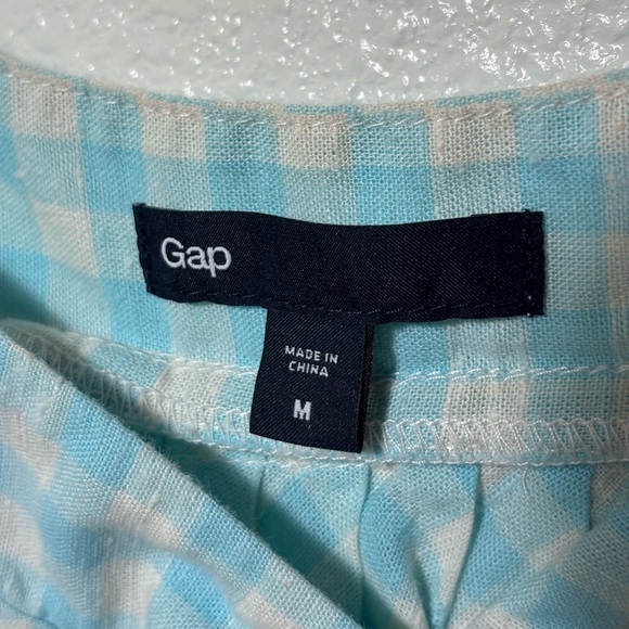 Gap 100% Cotton Blue and White Gingham Tank Top Size Medium | preppy coastal - Picture 4 of 6